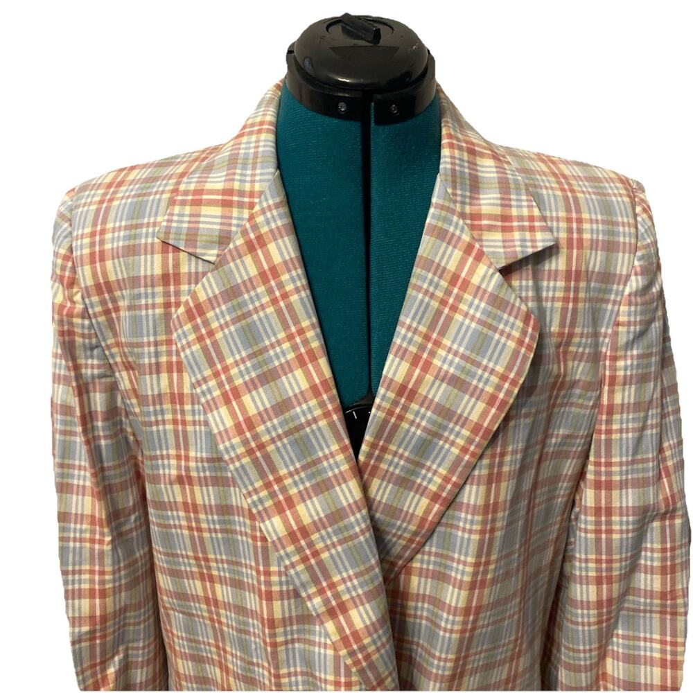 Vintage Hunt Club Womens Single Breasted One Button Cotton Plaid Blazer Size 12 - Picture 2 of 7